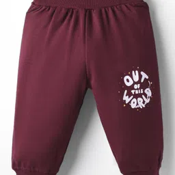Tango Looper Knit Full Length Lounge Pant With Text Print - Maroon-picture-17