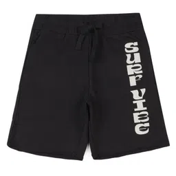 ALAN JONES Cotton Blend Knit Surf Vibe Text Printed Shorts - Black-picture-21