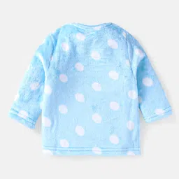 Babyhug Full Sleeves Winter Wear Co-Ord Set With Polka Dots Print - Sky Blue image 3