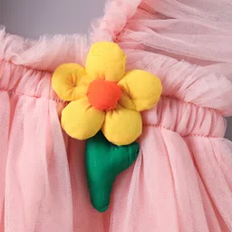 Mark & Mia Sleeveless Party Frock With Floral Applique - Pink image 3