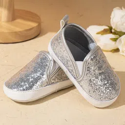 Neska Moda Sequins Embellished Slip On Booties - Silver image 4