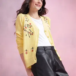 DressBerry Women Floral Embroidered Acrylic Cardigan-picture-39