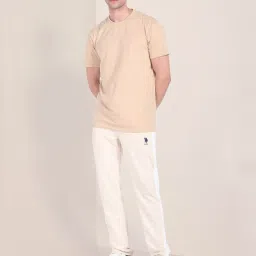 U.S. Polo Assn. Beige Cotton Slim Fit Colour Block Trackpants image 5