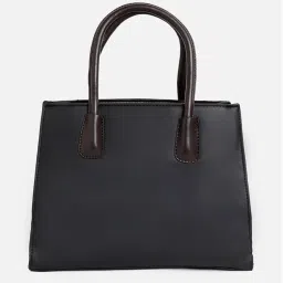 HauteSauce Black Textured Medium Handheld Handbag image 5