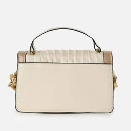 HauteSauce Beige Textured Medium Handheld Handbag image 5