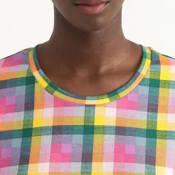 United Colors of Benetton Yellow Cotton Chequered Top image 5