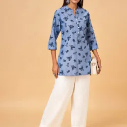 Rangmanch by Pantaloons Blue Printed High Low Short Kurti image 5