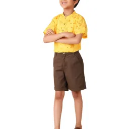 Fabindia Kids Brown Solid Shorts image 5
