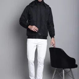 Cantabil Black Regular Fit Hooded Jacket image 5