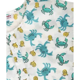 Fabindia Kids White & Teal Printed Full Sleeves Kurta with Pyjamas image 5