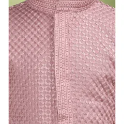 TABARD Cotton Full Sleeve Regular Fit Chikankari Embroidery Purple Kurta Set For Kids image 5