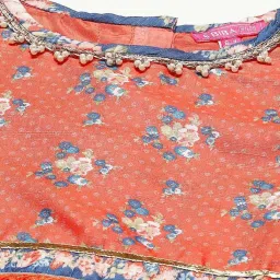 BIBA Girls Kids Red & Blue Cotton Printed Top Set image 5