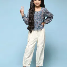 BIBA Girls Kids Blue Printed Full Sleeves Top image 5