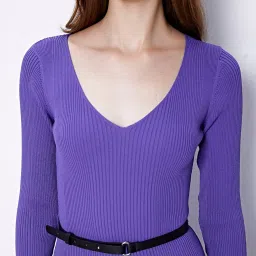 Cover Story Purple Regular Fit Midi Dress image 5