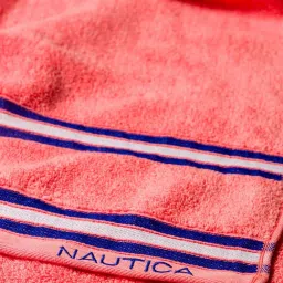 Nautica Vintage Crew Stripe Coral Cotton 500 GSM Super Soft Zero Twist Face Towel - Set of 12 image 5