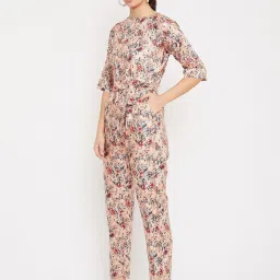 Crimsoune Club Peach Floral Print Jumpsuit image 3