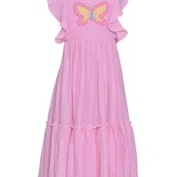 A Little Fable Kids Pink Cotton Embellished Dress-picture-27