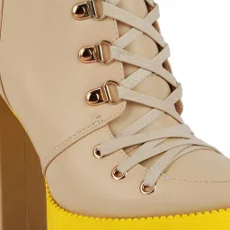 London Rag Women's Beige Derby Boots image 5