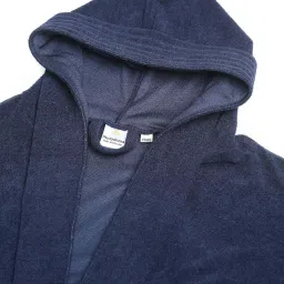 Creeva Melodious Navy Micro Terry 260 GSM Quick Dry Kids Bathrobe 10-11 Yrs With Front Pocket image 5