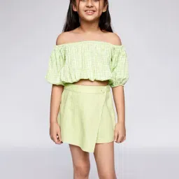 AND Girl Kids Green Cotton Chequered Top-image-68