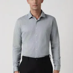 Van Heusen Grey Cotton Slim Fit Striped Shirt-picture-20