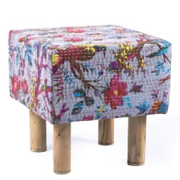 Ikiriya Verona Printed Brown & Blue Wood Stool-picture-14