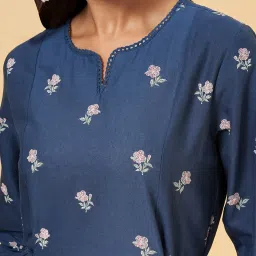 Rangmanch by Pantaloons Blue Cotton Printed A Line Kurta image 5