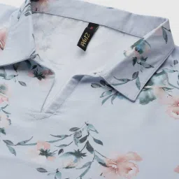 Ziyaa Blue Floral Print Kaftan Pyjama Set image 5