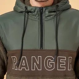 Urban Ranger by Pantaloons Olive Regular Fit Colour Block Hooded Jacket image 5