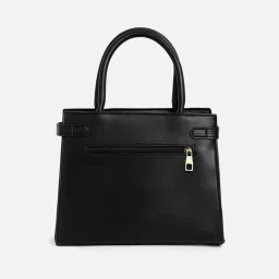 HauteSauce Black Textured Medium Handheld Handbag image 5