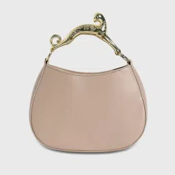 HauteSauce Beige Medium Leather Handheld Handbag image 5