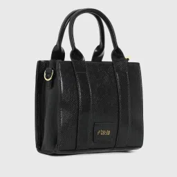 HauteSauce Black Croc Textured Medium Leather Mini Handbag image 5