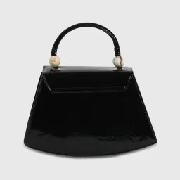 HauteSauce Black Textured Medium Leather Handheld Handbag image 5