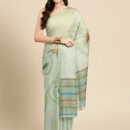 Silk Land Green Silk Printed Saree With Unstitched Blouse-picture-38