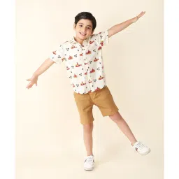 Fabindia Kids Cream Printed Shirt image 5