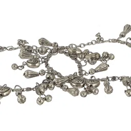 Aatmana Oxidized Silver-Plated Heart Charm Ghungroo Anklets - Set of 2 image 5