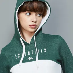 KAPPA White & Green Color-Block Sports Hoodie image 5