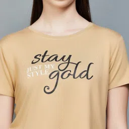 Ginger by Lifestyle Beige Printed T-Shirt image 5