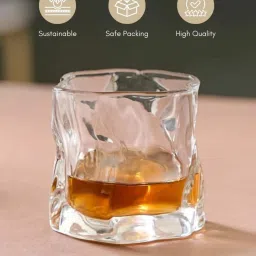 Nestasia Premium Quality Crystal Water Abstract Shaped Transparent Water Glass Set Of 6 , 200 ml image 5