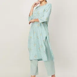 Melange by Lifestyle Blue Printed Straight Kurta image 3