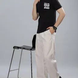 FALTU.CO Men Typography Printed Round Neck Pure Cotton Oversized T-shirt image 5