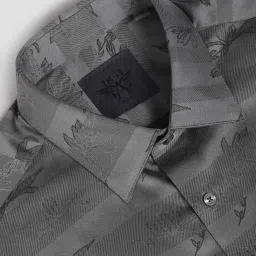 Arrow Grey Cotton Regular Fit Printed Shirt image 5