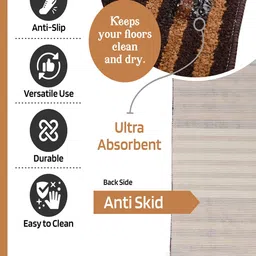 Kuber Industries 2 Pcs Brown & Black Anti-Skid Door Mats image 5
