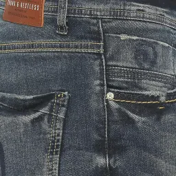 Spykar Dark Blue Cotton Regular Fit Distressed Jeans image 5