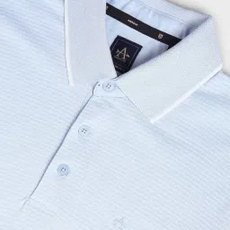 Arrow Blue Cotton Regular Fit Striped Polo T-Shirt image 5