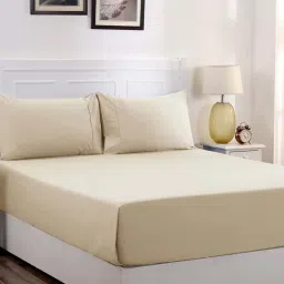 Maspar Beige Cotton 200 TC Bed Sheet Set image 1