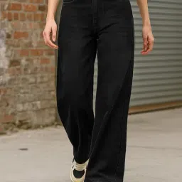 Bewakoof Black Cotton Straight Fit Jeans-image-87