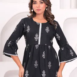 ANEKYA Floral Print Flared Sleeve Cotton Top image 1