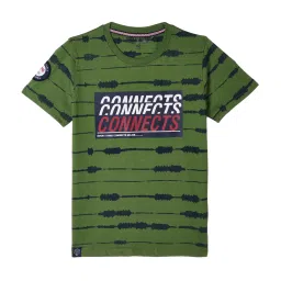 Monte Carlo Kids Green Cotton Printed T-Shirt image 1