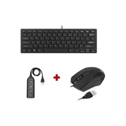 ENTER Typist Mini Wired Keyboard, Cursor Wired Mouse & U4P USB Hub Combo Set (Black)-picture-2